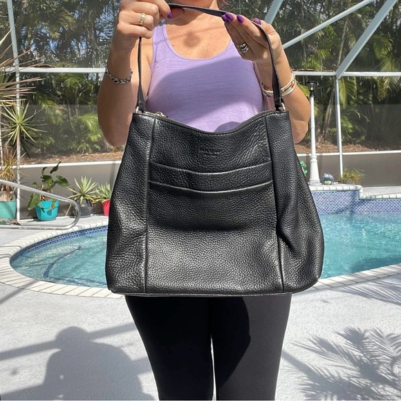 Kate Spade~ Black Leather Shoulder Bag - Picture 10 of 12